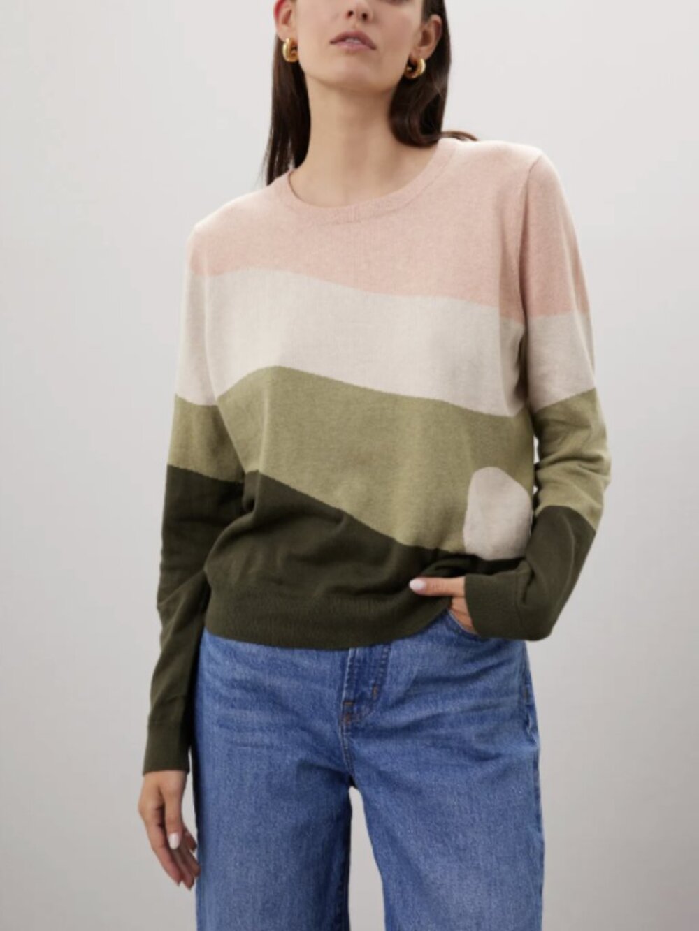 Marine Layer Scenic Sunset Sweater Long Sleeve Cotton Knit Multicolor Size Large
